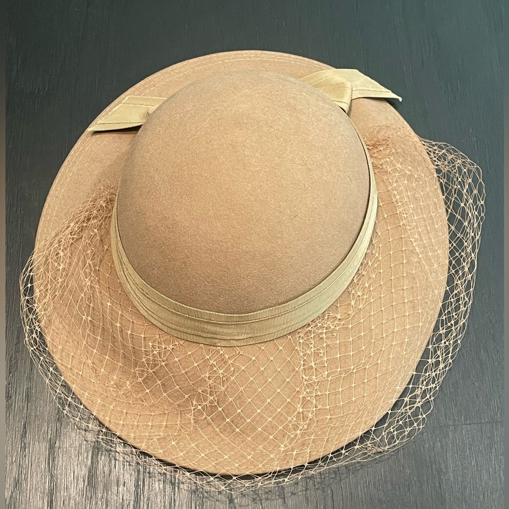 Geo. W. Bollman Wool Hat Net Bow Camel Color - image 2